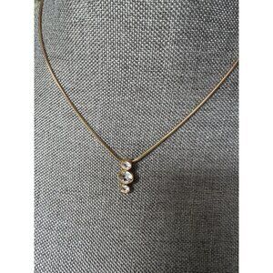 Swarovski Gold Tone Pendant Necklace With Triple Crystal Accents And Adjustable